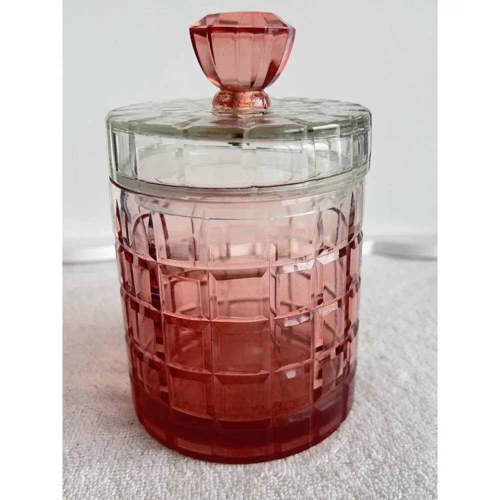 Pink Ombre Glass Vanity Jar 6.5